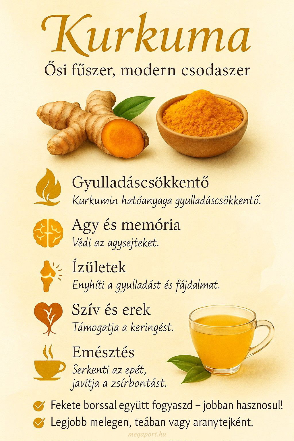 A kurkuma jótékony hatásai (infógrafika)