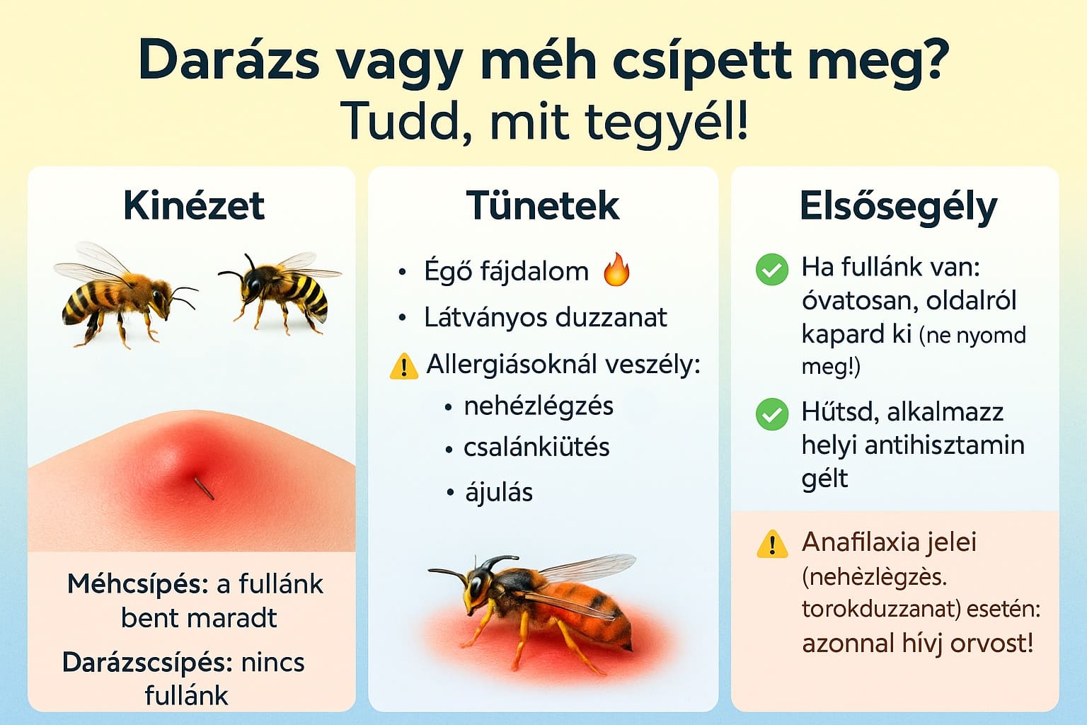 Méh- és Darázscsípés infógrafika