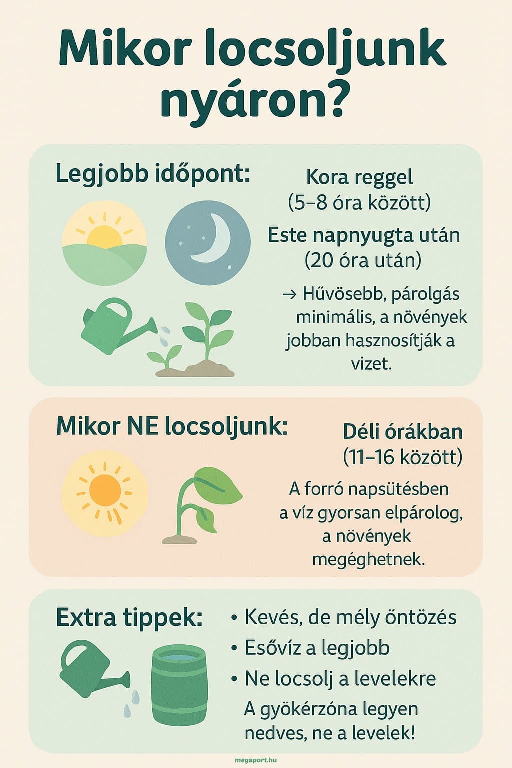 Mikor locsoljunk nyáron? (infógrafika)